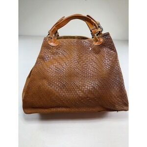 Vera Pelle Woven Leather Tote in Brown